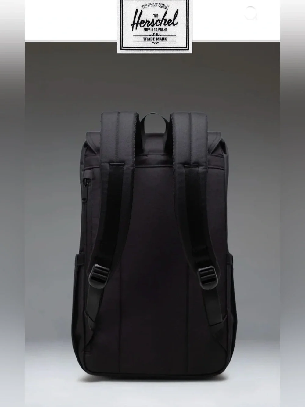 Hershel Retreat Backpack in Black Brown Saddle Canvas with Interior Red Stripe
